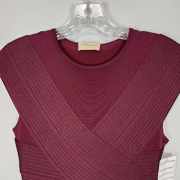 Ferramosca Womens Burgundy Knit Sheath Dress Bodycon Italy size IT 40 US Small - Picture 3 of 12